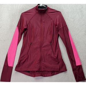 Victoria's Secret Activewear Jacket Women Small Red Pink Oversized Logo Full Zip